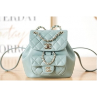 Low Cost Chanel Backpack Sheepskin Original Leather AS2908 light blue