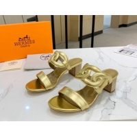 Purchase Hermes Extra Calfskin Heel Sandals 5.5cm Gold 022382