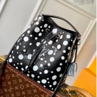 Top Quality Louis Vuitton LVxYK NeoNoe MM Bucket Bag with Dots Print in Monogram Leather M21753 Black/White 2023