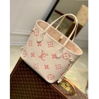 Top Quality Louis Vuitton Neverfull MM Bag in Bicolor Monogram Leather M21579 Cream/Pink 2023