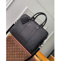 Inexpensive Louis Vuitton Porte-Documents Voyage PM Briefcase in Taiga Noir Leather M30925 Black 2023