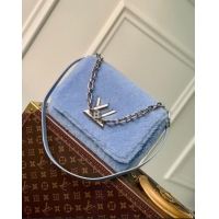 New Fashion Louis Vuitton Twist MM Bag in Blue Shearling M21040 2023