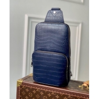 Buy Cheap Louis Vuitton Avenue Sling Bag in Crocodile Pattern Calfskin N41720 Blue 2023