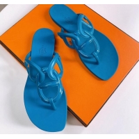 Sophisticated Hermes Egerie Thong Slide Sandals Blue 022397