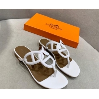 Unique Style Hermes Egerie Thong Slide Sandals White 022391