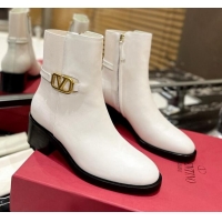 Popular Style Valentino VLogo Signature Calfskin Ankle Boots 5.5cm White 091208