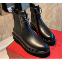 Luxury Valentino VLogo Signature Calfskin Ankle Boots 3.5cm All Black 091211