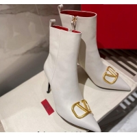 Stylish Valentino VLogo Calfskin Ankle Boots 8cm White 1011105