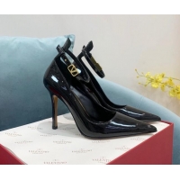 Luxury Valentino Tan-Go Patent Leather High Heel Pumps 10cm Black 110308