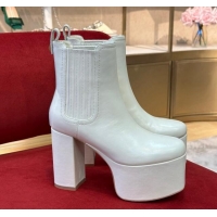 Grade Quality Valentino Club Platform Ankle Boots 10cm in Calfskin Leather White 2110314