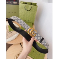 Trendy Design Gucci GG Canvas Belt 3.7cm with GG Buckle 033073 Beige/Blue/Gold