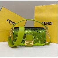 Most Popular Fendi Baguette Medium Bag in 8601 Green Sequins 2023