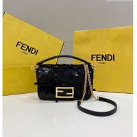 Promotional Fendi Baguette Mini Bag in Sequins 8601S Black 2023 