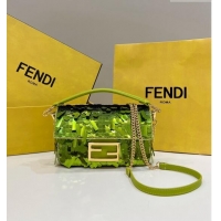 Buy Fashionable Fendi Baguette Mini Bag in Sequins 8601S Green 2023 