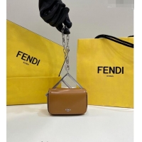 Buy Fashionable Fendi First Sight Nano Bag Charm in Brown Glossy Leather 2023 8609S TOP