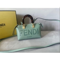 Top Grade Fendi By The Way Leather Mini Boston Bag FD1645 Light Green 2023