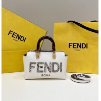 Discount Fendi By The Way Mini Boston Bag in FD1652 White Calfskin and Snakeskin-Like 2023