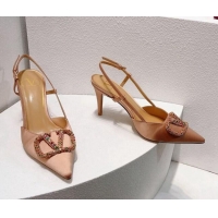 Top Grade Valentino VLogo Silk Slingback Pumps 8cm Nude/Multicolor 112937