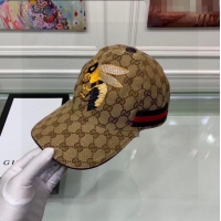 Discount Gucci GG Bee Baseball Hat 0105 Beige 2023