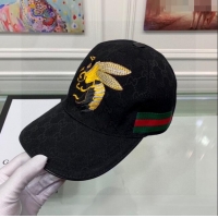 Popular Style Gucci GG Bee Baseball Hat 0105 Black 2023