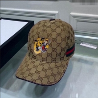 Buy Cheapest Gucci GG Tiger Baseball Hat G0105 Beige 20233