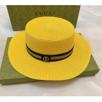 Top Quality Gucci Straw Hat G021658 Yellow 2023