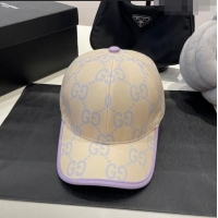 Discount Gucci GG Baseball Hat 0307102 Beige/Purple 2023