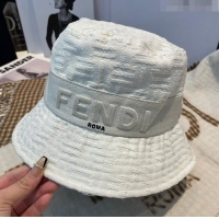 New Style Fendi FF Jacquard Bucket Hat F0105 White 2023