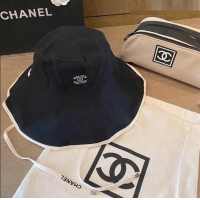 Unique Style Chanel Canvas Wide Brim Hat 0216 Black 2023