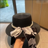 Buy Inexpensive Chanel Straw Hat with Pearl CH22711 Black 2023