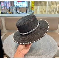 Trendy Design Chanel Straw Hat with Pearl CH22707 Black 2023