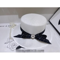 Top Grade Chanel Camellia Bow Hat C0311 White 2203