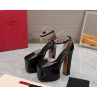 Pretty Style Valentino Tan-Go Platform Pumps 15.5cm in Patent Leather Black 112983