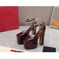 Best Price Valentino Tan-Go Platform Pumps 15.5cm in Patent Leather Burgundy 112984