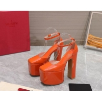 Sumptuous Valentino Tan-Go Platform Pumps 15.5cm in Patent Leather Orange 112985