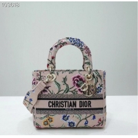 Grade Quality MEDIUM LADY D-LITE BAG Natural Multicolor Raffia Embroidered with Dior Petites Fleurs M0565OE