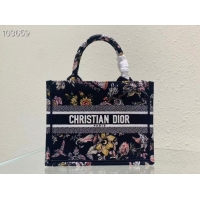 Good Price SMALL DIOR BOOK TOTE M1265ZC black Multicolor Dior Jardin Botanique Embroidery M1265ZC