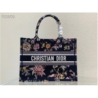 Top Quality MEDIUM DIOR BOOK TOTE black Multicolor Dior Jardin Botanique Embroidery M1296ZRZ