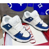 Shop Cheap Valentino VLogo Signature Open Skate Calfskin Sneakers White/Blue 120186