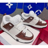 Grade Quality Valentino VLogo Signature Open Skate Calfskin Sneakers White/Brown 120187