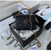 Famous Brand CHANEL CLUTCH WITH CHAIN AP3237 black