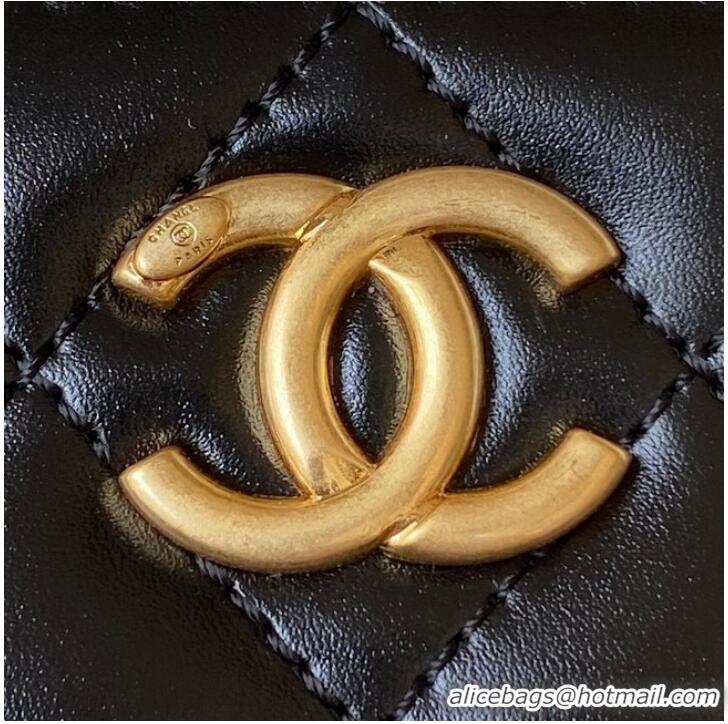 Most Popular Chanel CLUTCH WITH CHAIN Lambskin & Gold Metal AP3243 BLACK