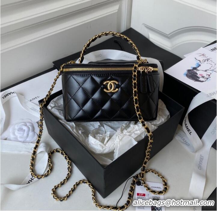 Most Popular Chanel CLUTCH WITH CHAIN Lambskin & Gold Metal AP3243 BLACK