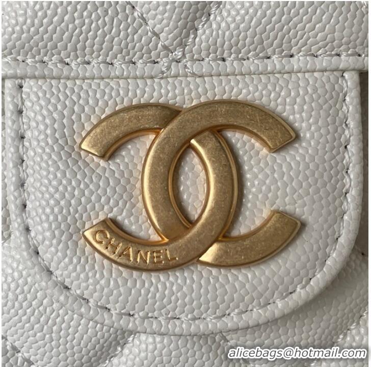 Promotional Chanel HOBO HANDBAG Grained Shiny Calfskin & Gold-Tone Metal AS3690 WHITE