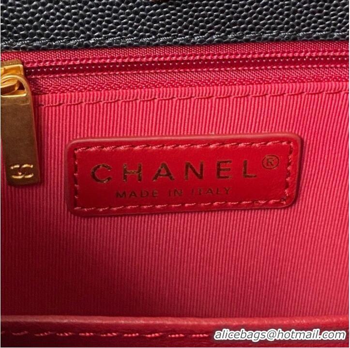 Top Quality Chanel HOBO HANDBAG Grained Shiny Calfskin & Gold-Tone Metal AS3690 BLACK