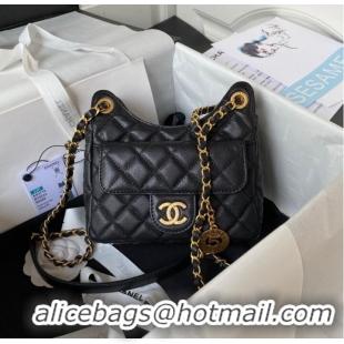 Pretty Style Chanel SMALL HOBO BAG AS3710 BLACK