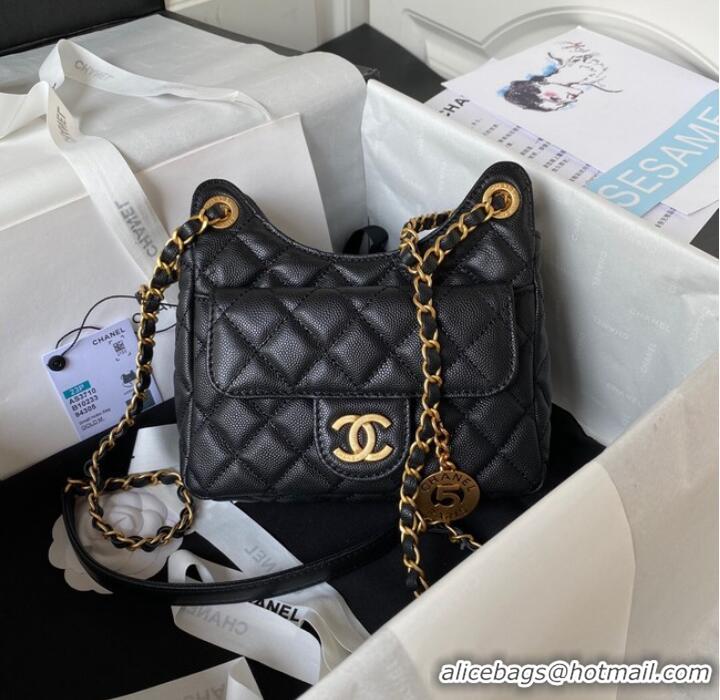 Pretty Style Chanel SMALL HOBO BAG AS3710 BLACK