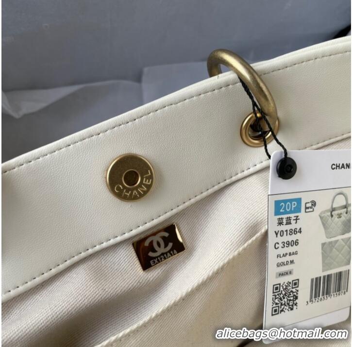 Unique Grade Chanel Lambskin & Gold-Tone Metal Shoulder Bag YO1864 white