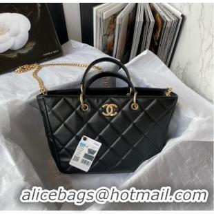 Inexpensive Chanel Lambskin & Gold-Tone Metal Shoulder Bag YO1864 black