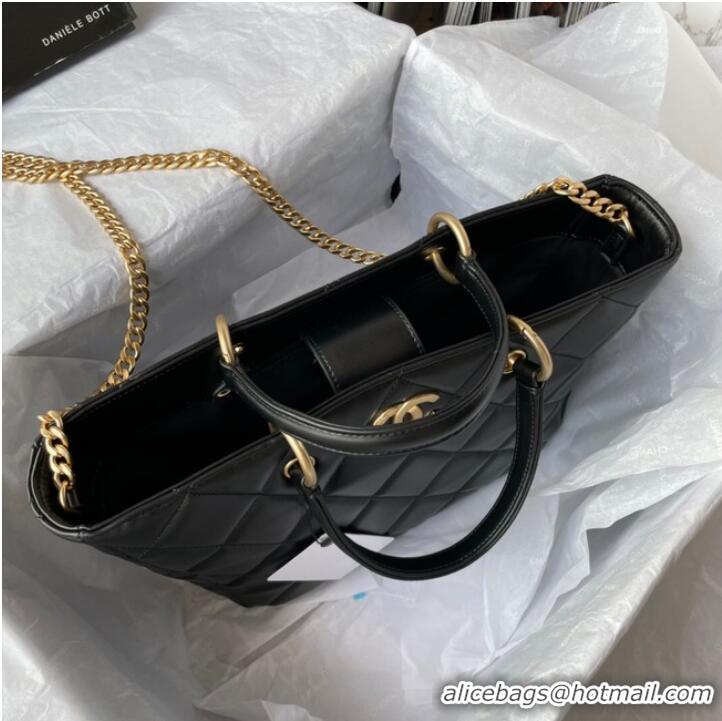 Inexpensive Chanel Lambskin & Gold-Tone Metal Shoulder Bag YO1864 black